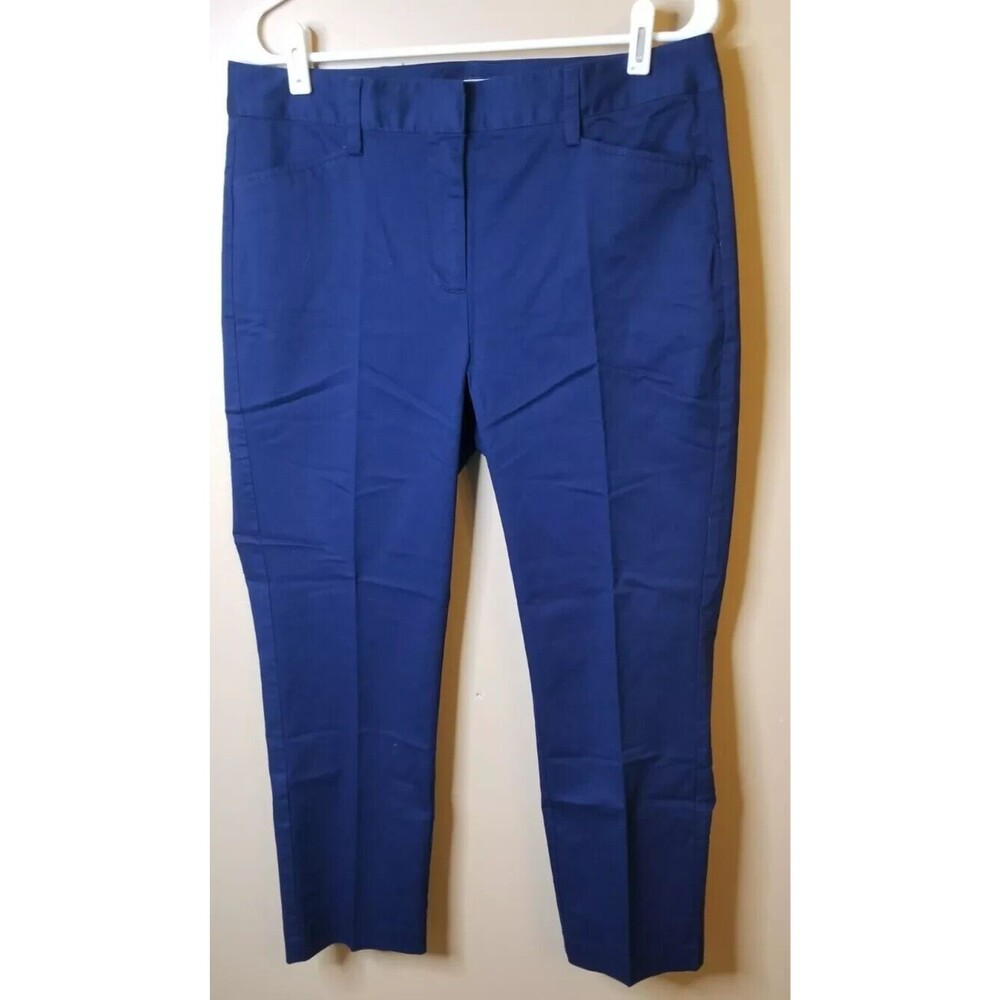 Lands End Women's Mid Rise Slim Leg Indigo Cropped Jeans Dark Indigo Wash New